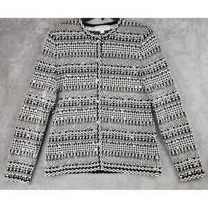 St John Evening Jacket Womens Small Black White Sequin Rhinestone Buttons USA